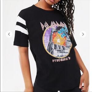 Forever 21 Def Leppard ringer short sleeve graphic tee band juniors size large L